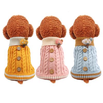 China Sustainable Winter Collar Top Puppy Outfits Dog Coat Apparel Classic Cable Knit Clothes For Cold Weather for sale