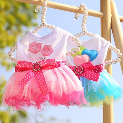 China Viable Summer Girl Pink Cute Dog Clothes Skirt Sleeveless Puppy Pet Outfits Princess Medium Dog Dresses For Small for sale