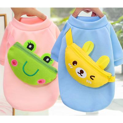 China Lovely Sustainable Pet Costume 2 Legs Sweatshirts Dog Puppy Clothes Pullover Sweater With Smart Phone Bags for sale