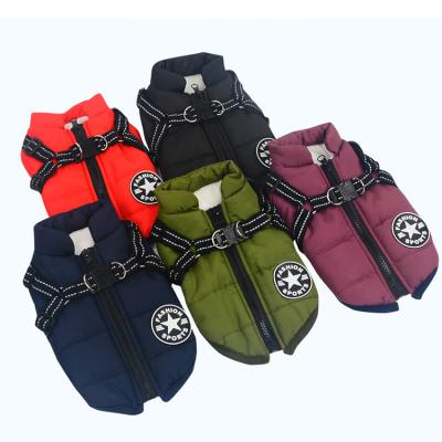 China Durable Winter Warm Clothes Waterproof Large Pet Coat Chihuahua French Bulldog Equips Dog Jacket With Harness for sale