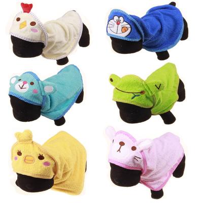 China Anime Cartoon Handsome Blanket Microfiber Dog Towel Hooded Doggie Cleaning Bathrobe Viable Wholesale Pet Absorbent Costume for sale