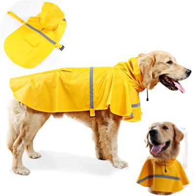 China Durable Large Dog Raincoat Adjustable Pet Water Proof Clothes Lightweight Rain Jacket Poncho Hoodies With Reflective Strip for sale