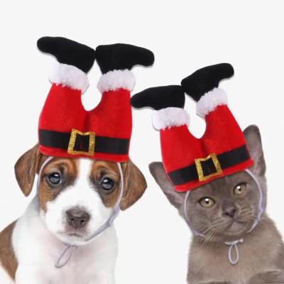 China Viable Wholesale Adjustable Fancy Dog Hats Cat Christmas Costumes Santa Pants Headwear Pet Accessory for sale