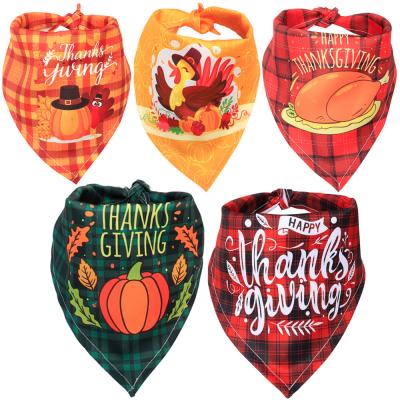 China Sustainable Wholesale Pumpkin Printed Thanks Giving Pet Scarf Dog Triangle Puppy Bandana for sale