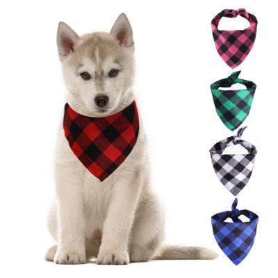 China Viable Fashion Pet Cat Plaid Printing Reversible Triangle Bibs Scarf Accessories Dog Bandana for sale