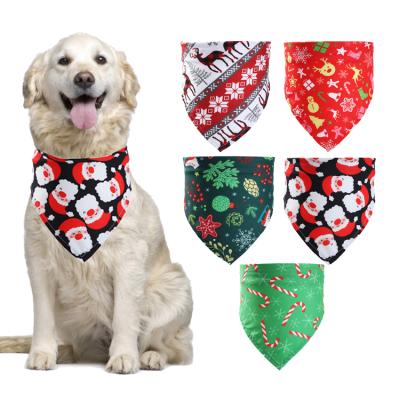 China Viable Wholesale Printed Dog Bandana Christmas Pet Costume Bibs Triangle Scarf For Small Medium Dogs for sale