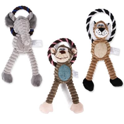 China Newest Fashion Sustainable Interactive Squeaky Chew Lion Monkey Elephant Environmental Doll Custom Pet Plush Dogs Toys for sale