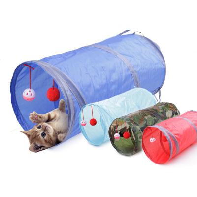 China Cat Interactive Toy Balls Stored Cat Toys Durable Expandable Folding Play Tunnel Pet Fold Tunnel With Ball for sale