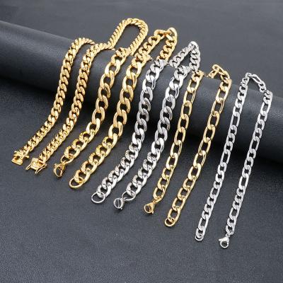 China New Hot Sale Hiphop JXX Resistant Hip Hop Stainless Steel Colorful Cuban Necklace Gold Plated Necklace Men Stainless Steel Jewelry for sale