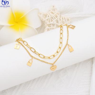 China JXX TRENDY Stainless Steel Charms 18k Gold Plating Stainless Steel Chunky Link Chain Gold Plated Women Stainless Steel Chain Bracelet for sale