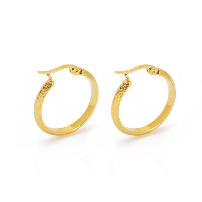 China Trendy Jewelry Wholesale Fashion 18k Gold Glating Circle Hoop Earrings Stainless Charms For Women Stainless Steel Earrings for sale