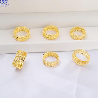 China JXX High Quality Classic Ring Simple Cutout Design Hand Jewelry 24K Gold Plating Brass Rings Cuban Jewelry For Man And Women for sale