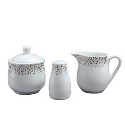 China Viable Porcelain Milk And Sugar Jar Set White Porcelain Milk Jar Sugar Creamer Jar for sale