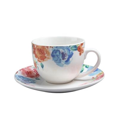 China Factory Supply Sustainable Coffee Cup And Saucer Set Porcelain Fine Set Ceramic Tea Cup Set for sale