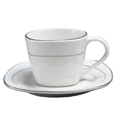 China 2022 New Design Porcelain Cup And Square Sustainable Fine Ceramic Teacup Saucer Set for sale