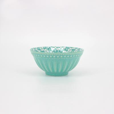 China Sustainable low cost embossed kiln in ceramic bowl, delicate relief is more suitable for baby food bowl for sale