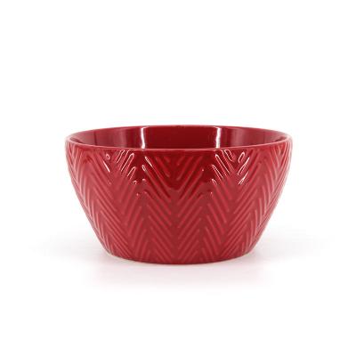 China Viable have a variety of colors a variety of inexpensive embossed ceramic bowl set for sale