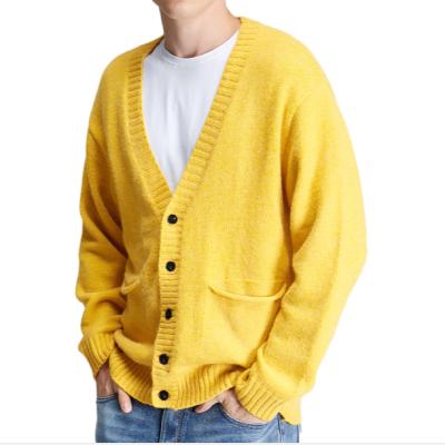 China New Autumn Winter Solid Color V-neck QUICK DRY Cardigan With Pockets Loose Knit Sweater Men Plus Size Mens Coats for sale