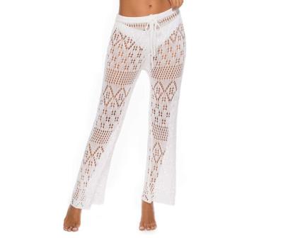 China New Crochet Mesh Cutout Sexy Drawstring Knit QUICK DRY Beach Cover Up Swimsuit Plus Size Women's Pants And Trousers for sale