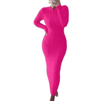 China Breathable ODM/OEM Customized Solid Color Twist Knits Fishtail Maxi Dress Ladies Casual Women Long Dresses Clothing Trend for sale