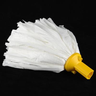 China Sustainable Disposable Large White Hygiene Nonwoven Cut End Wet Mop Head for sale