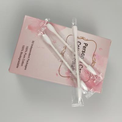 China Eco-friendly; Disposable Portable Person Bundled Stick Makeup Paper Cotton Buds Swab for sale