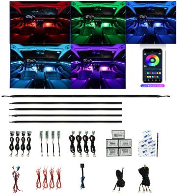 China Camouflage 18 In 1 12V Universal Symphony/ RGB  64 Color LED  Ambient Decorate Car LED Interior Atmosphere Light Strip for sale