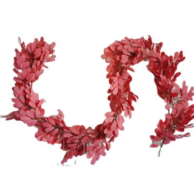 China Home decoration; office decoration; wedding decoration new product 2M Red Leaf Garland Artificial Peanut Leaf Garland QSLH-B117 for door decoration for sale