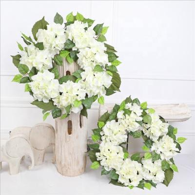 China Wedding Artificial Hydrangea Wreath AI-457 Wholesale White Floral Hydrangea Wreath For Door Decoration for sale