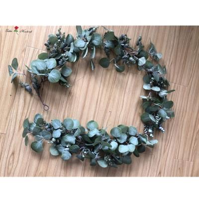 China Realistic New Products Artificial Leaf Vine Garland Eucalyptus Wreath For Decor for sale