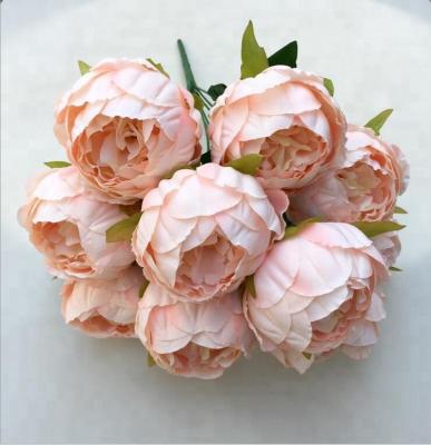 China Factory direct realistic wedding fabric artificial peony flower bouquet for sale