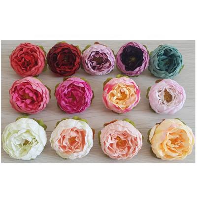 China PE014 Style Handmade Lifelike Cheapest European Peony Peony Artificial Flower Head Small For Weddings for sale