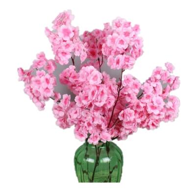 China Realistic Three Layers of Artificial Sakura Decorative Flower Tree Branch Cherry Blossom for sale