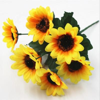 China Home decoration; wholesale hotel decoration QSLH-W065 7 heads artificial flower sunflower home decorative for sale