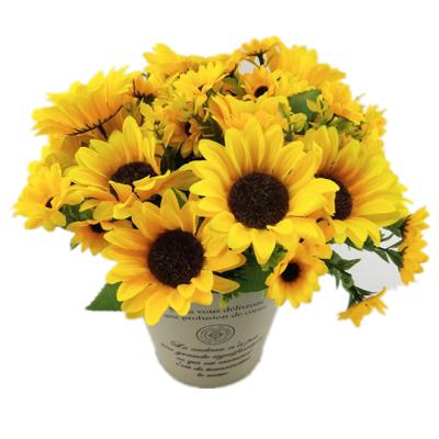 China Wholesale Home Decorative Christmas Artificial Sunflower 4 Heads Decoration Y0027-2 Bouquets for sale