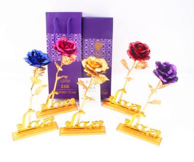 China Great nature style; Eco-friendly Patent Products 24k Gold Foil Rose Flower Gift For Valentines Day Flowers For Wedding Return Gifts Home Decoration for sale