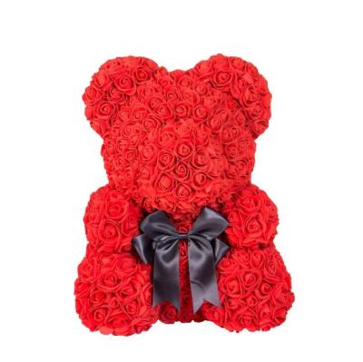 China QSLH-W278 Valentines Day Gift Idea Artificial Flowers Foam 40cm Teddy Rose Bear for sale