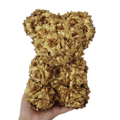 China Home decoration; office decoration; Wedding New Design Artificial Gold Teddy Rose Bear For Valentine's Day Gift Box Decoration QSLH-B242 for sale