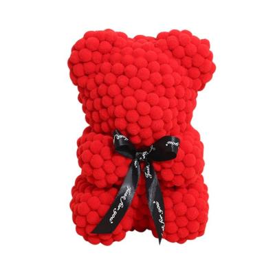 China Best Selling Rose Bear Artificial Teddy Bear QSLH-W562 25cm durable plastic flower Rose for pompom bear for sale