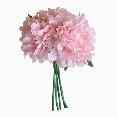 China Peony Wedding Plaza Flowers 27cm Artificial Flower Bouquet For Wedding Decor for sale