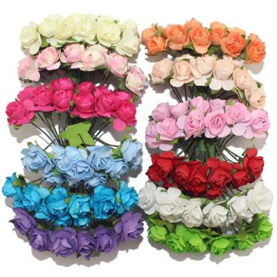 China QSLH-PFE005 Realistic 2cm Dia Roses Artificial Paper Flowers for Wedding Decorations for sale