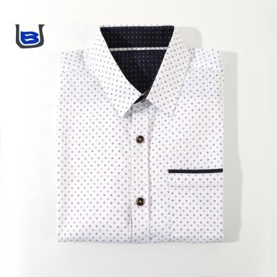 China Summer Breathable Wholesale Dot Short Sleeve Men Business Shirts Print Button Up Shirt Custom Print for sale