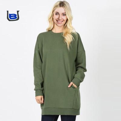 China Oversized Regular Lady Fleece Sweatshirt Sweater Breathable Custom Round Neck Pullover and Plus Size Women Solid Sweatshirt for sale