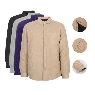 China Anti-pilling OEM Customized Solid Color Casual Corduroy Long Sleeve Shirt For Men's Fall for sale