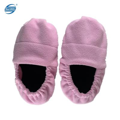 China Foot Microwave Heating Protection Heat Soft Pack Warm Slippers With Buckwheat Or Wheat Microwave Warm Boots for sale