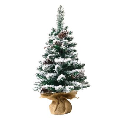 China 45CM and 60CM High Quality Green Leaves PVC Home Christmas Decoration with Snow PVC and PE Artificial Christmas Tree for sale