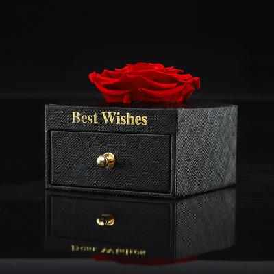 China Real Rose Luxury Custom Valentine's Day Surprise Romantic Preserved Preserved Rose Flower Jewelry Gift Box With Drawer for sale