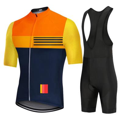 China OEM Summer Breathable Custom Digital Sublimation Printing Cycling Apparel With Special Lightweight Material Bike Jersey Cycling Full Set Orange for sale