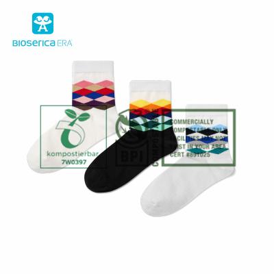 China Bioserica Era Antibacterial Mens Cotton Socks Fashion Antibacterial Deodorant Geometric Tube Socks Custom Mens Cotton ADULT SOCKS for sale