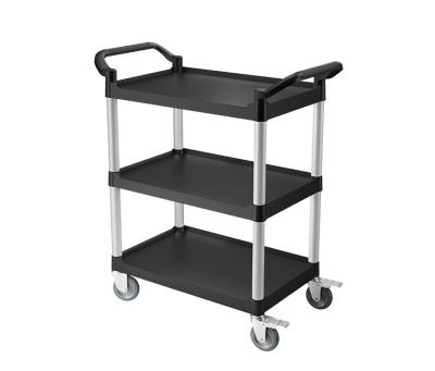 China Casters With Brake Wholesale Restaurant Bar 3 Shelves Beverage Food Transport Serving Trolley Multifunctional Trolley for sale